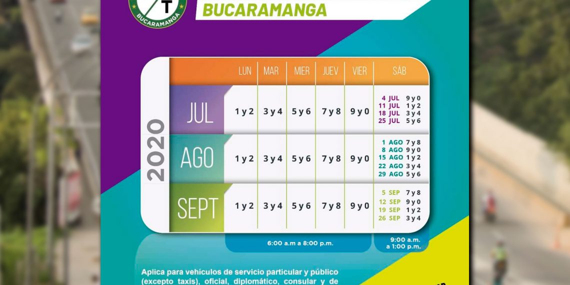 Así rota el Pico y Placa en Bucaramanga a partir del 1 de julio