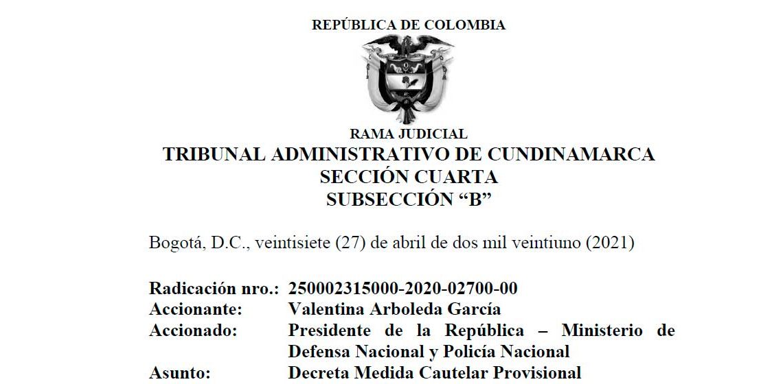 Tribunal Administrativo de Cundinamarca ordena el aplazamiento de las movilizaciones en todo el país