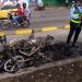 Dos motos se incendiaron en el carril de Metrolínea