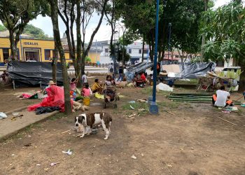 Indígenas se tomaron el parque Romero y el Puente de la Novena