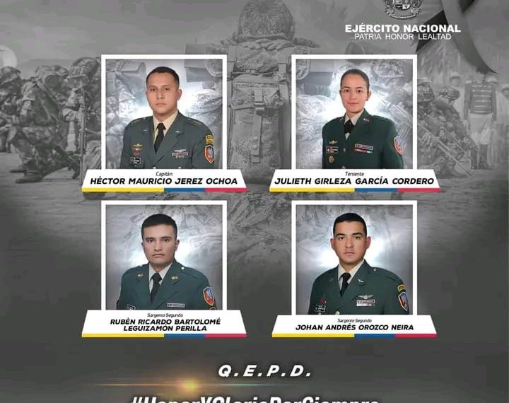 Ejército rinde honor a los tripulantes del helicóptero que murieron en Chocó