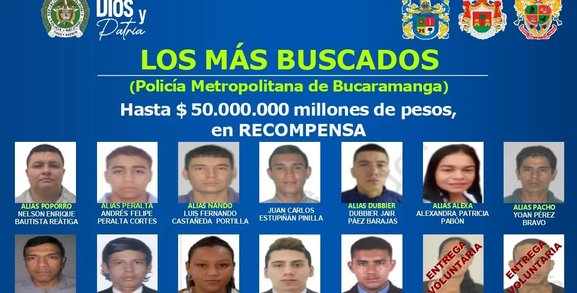 Bucaramanga: Este es el cartel de los más buscados