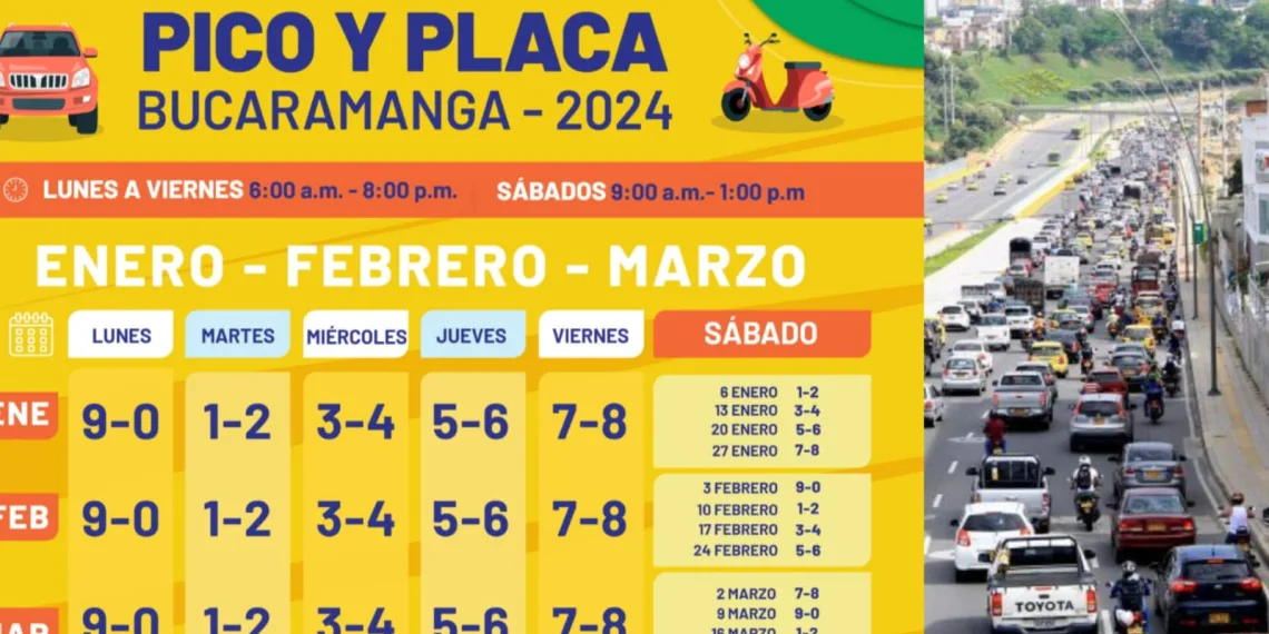 ¡Atención! Este es el nuevo pico y placa que rige desde hoy en el Área Metropolitana de Bucaramanga, quien incumpla la medida pagará una multa de $560.000