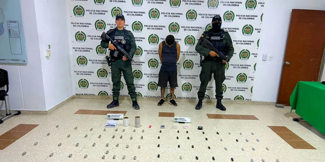 La Policía Nacional en Floridablanca capturó a un hombre con estupefacientes