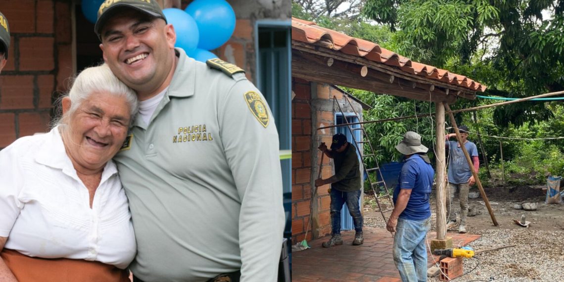 Con apoyo de comerciantes Policía de Santander recolectó materiales y levantaron cocina en humilde vivienda de adulta mayor