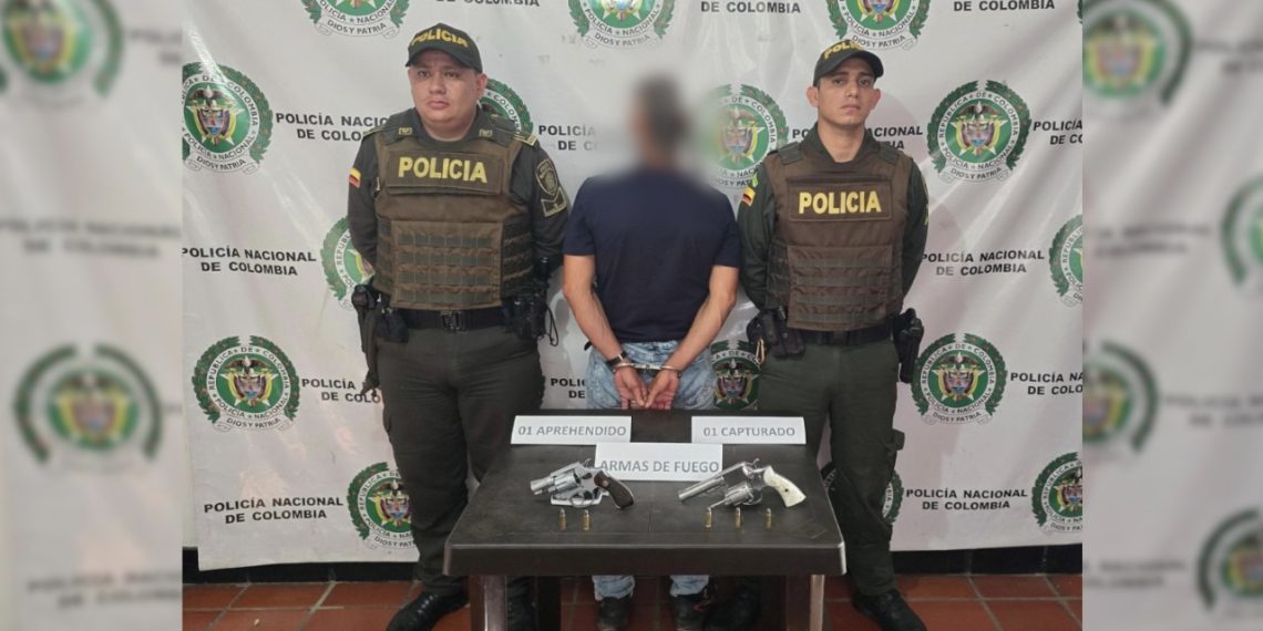 Policía, tras la delincuencia en municipios de Santander, en Cimitarra un adulto y un menor fueron capturados por tenencias de armas de fuego