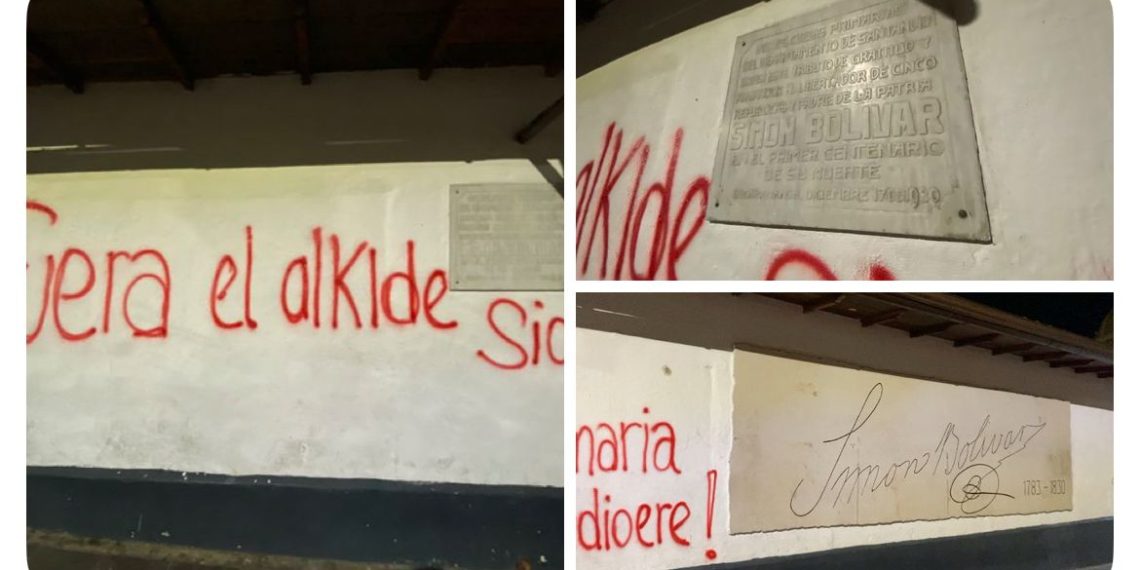 Alcalde de Bucaramanga condena grafitis en la Casa de Bolívar tras marcha del Día del Trabajo