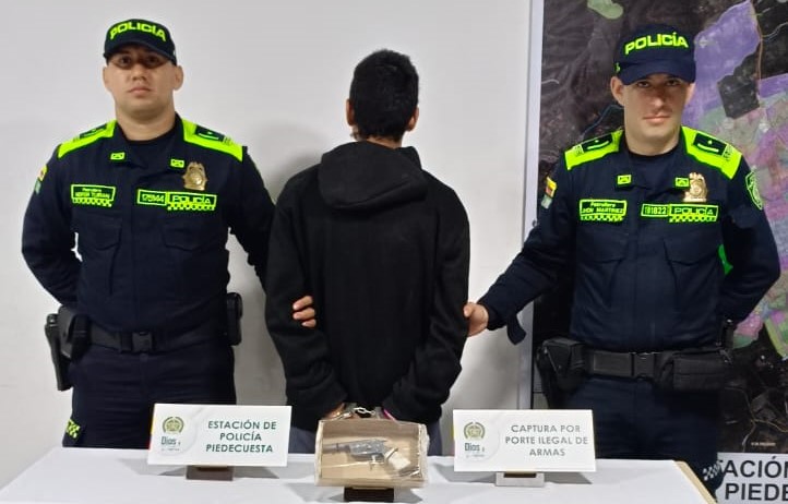Capturan a hombre con arma artesanal durante patrullaje en Piedecuesta
