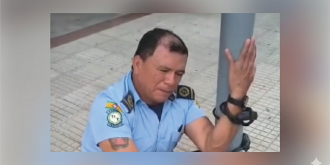 Agente de tránsito se amarró frente a la Alcaldía de Bucaramanga, Dirección de Tránsito aclara su situación