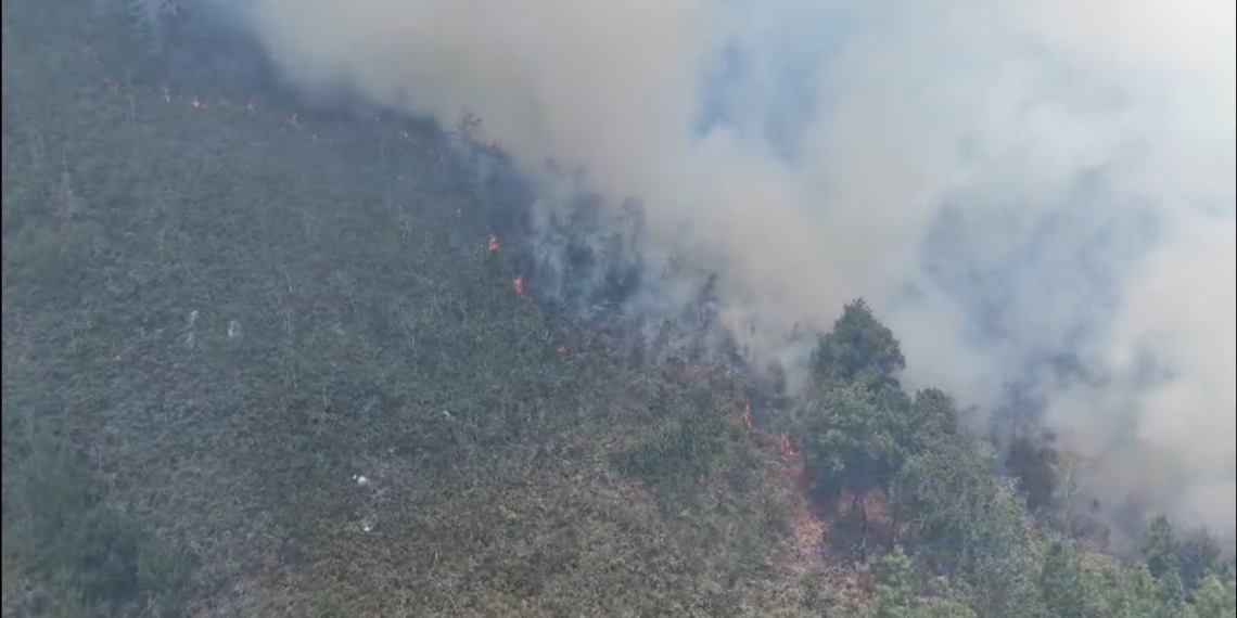 Persisten las dificultades para extinguir el incendio forestal en Charta, continúa el operativo de emergencia